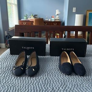 2 FOR 1 DEAL ALERT!!! 2 PAIR OF TALBOTS FLATS SIZE 9, BOTH NEW IN BOX!!!